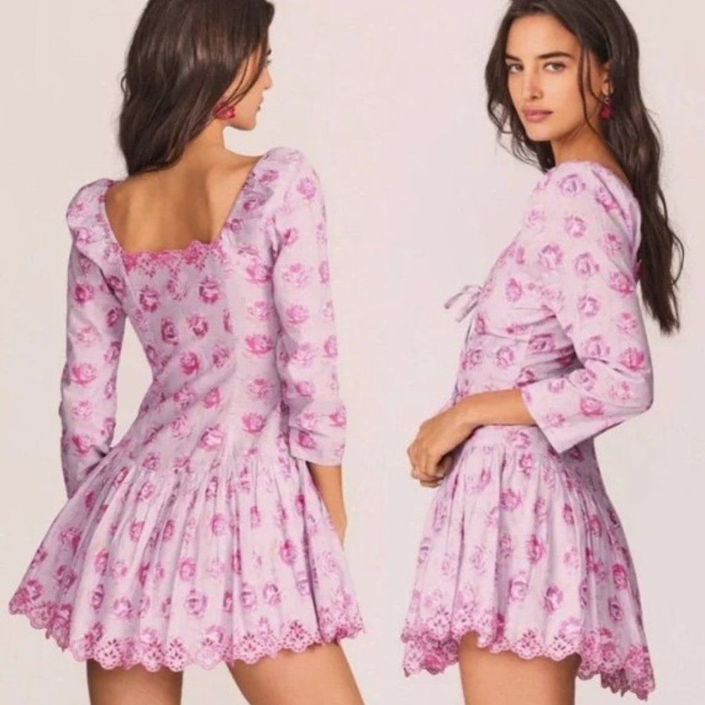 LOVESHACKFANCY Deeba tasseled floral-print broderie anglaise cotton mini dress - Picture 7 of 8